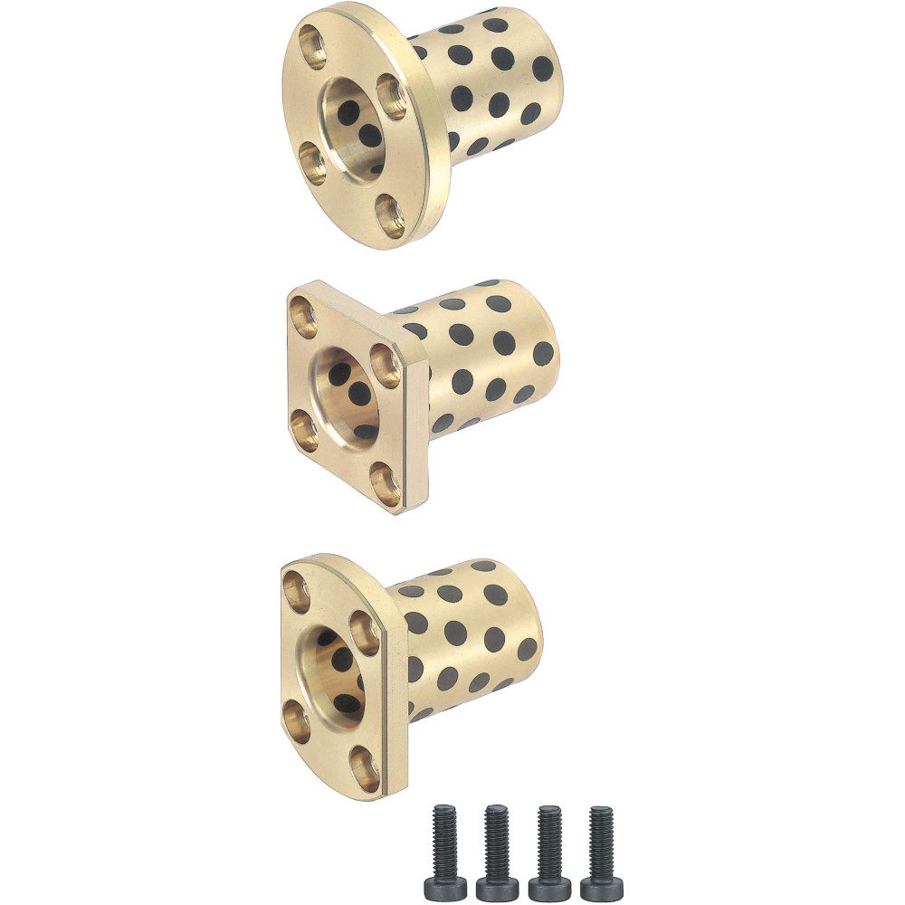 Flange Integrated Oil Free Bushings - Copper Alloy, Standard Flanged, I.D. F7