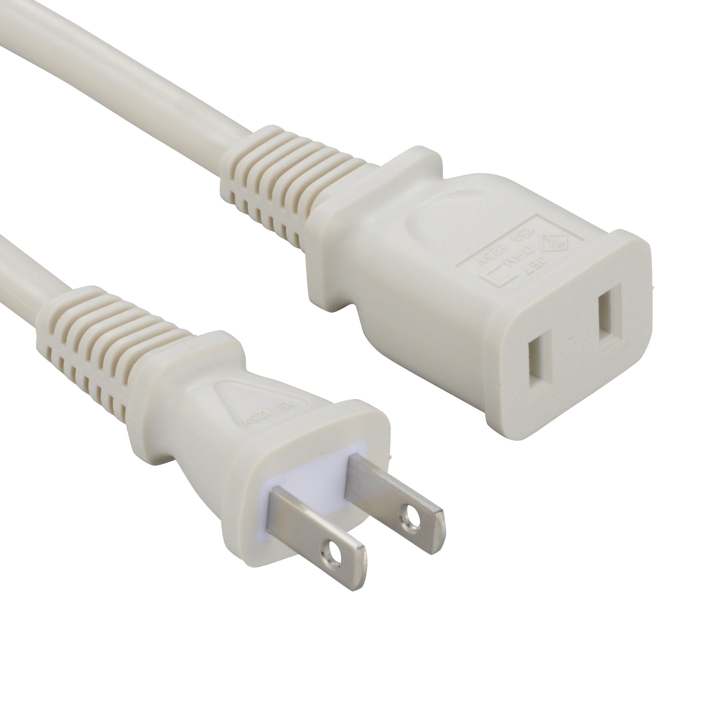 1-1 Extension Cord, with Straight Plug, 2P, White