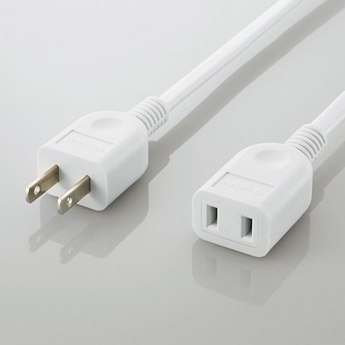 2P Power Extension Cord 1-to-1 White T-E22 Series